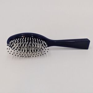 Vintage Estee Lauder Navy Blue Ball Tipped Hair Brush Travel Purse Size Retro